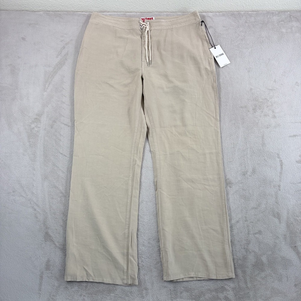 RE/DONE The Surf Wide Leg Pants in Cafe Women 32 Lace Front Beach NWT $310